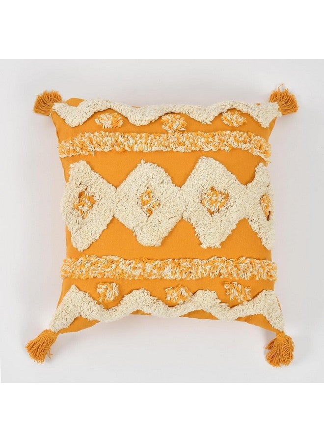 Furnistitchs Handmade Cotton Bohemian Home Decor Cushion Cover 24x24 inches / 60x60 cms - Boho Chic Couch Sofa Throw Living Room Bedroom Cushions (1, Yellow Diamonds) - Image 2
