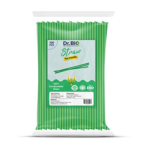 Dr.Bio Dr. Bio Biodegradable Compostable Straw Eco Friendly, Thick Quality, Made of Corn Starch (2.25 cm x 19 cm) - 100 Nos. (10mm) - Image 1