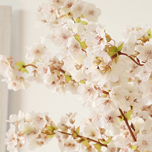 Melorca&Guilla Artificial Flowers Cherry Blossom Branches,6PCS 39.3" Handmade Quality Silk Cherry Blossom Flowers, Artificial Flowers for Decoration (White) - Image 3