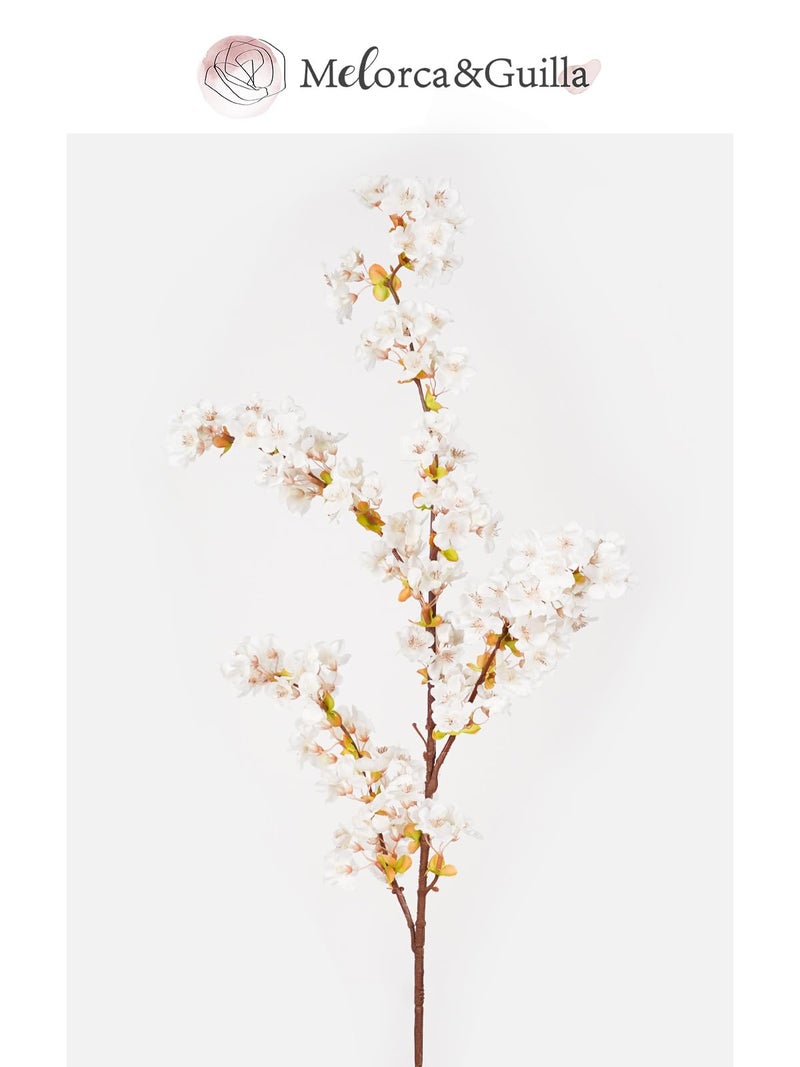 Melorca&Guilla Artificial Flowers Cherry Blossom Branches,6PCS 39.3" Handmade Quality Silk Cherry Blossom Flowers, Artificial Flowers for Decoration (White) - Image 2