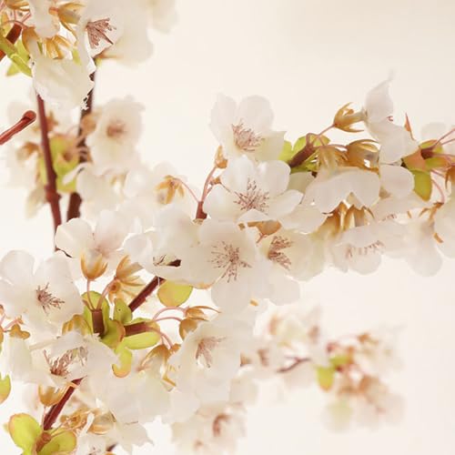 Melorca&Guilla Artificial Flowers Cherry Blossom Branches,6PCS 39.3" Handmade Quality Silk Cherry Blossom Flowers, Artificial Flowers for Decoration (White) - Image 5