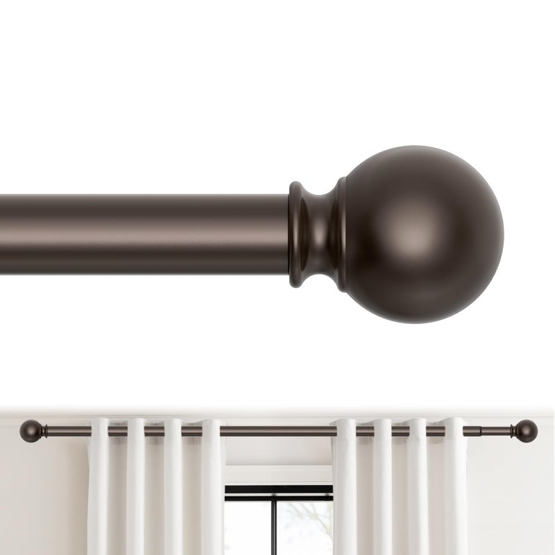JRZOO Bronze Curtain Rods 28 to 48 Inches(2.3-4 Feet),5/8 inch Splicing Drapery Rods,Small Curtain Rods Set,Size: 18''-45'',Bronze - Image 1