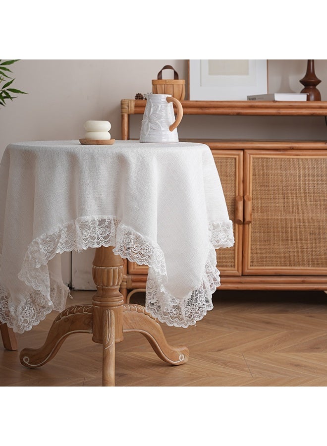 general Lace edge tablecloth size: 100*130cm suitable for square and round tables - Image 1