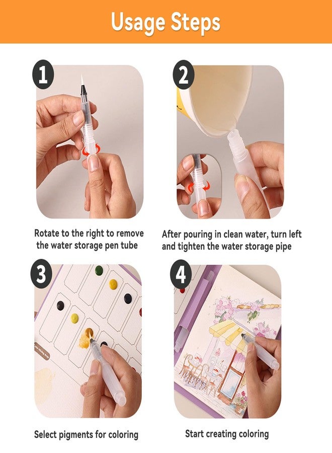 ZAKVOOR Three fold Watercolor Painting Book, Pocket Cartoon Watercolor Paper Book with Paint Palette and Brush, Art Craft Gift for Drawing (Colorful Animals) - Image 4