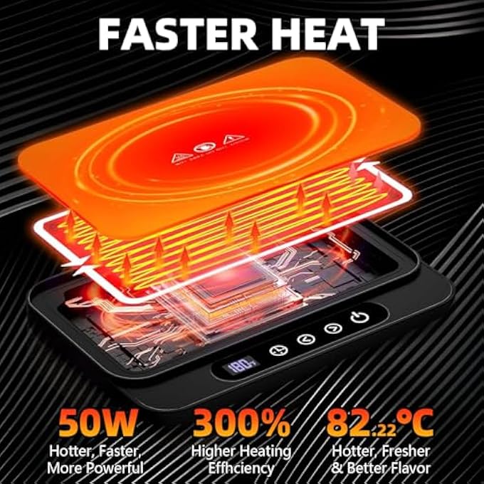 Exrp Coffee Mug Warmer 50W Large Heating Panel Mug Warmer With 9Temp Settings 8H Auto ShutOff 12H Timer UltraThin Design Coffee Warmer For Desk Ideal For Home Office And TravelBlack - Image 3