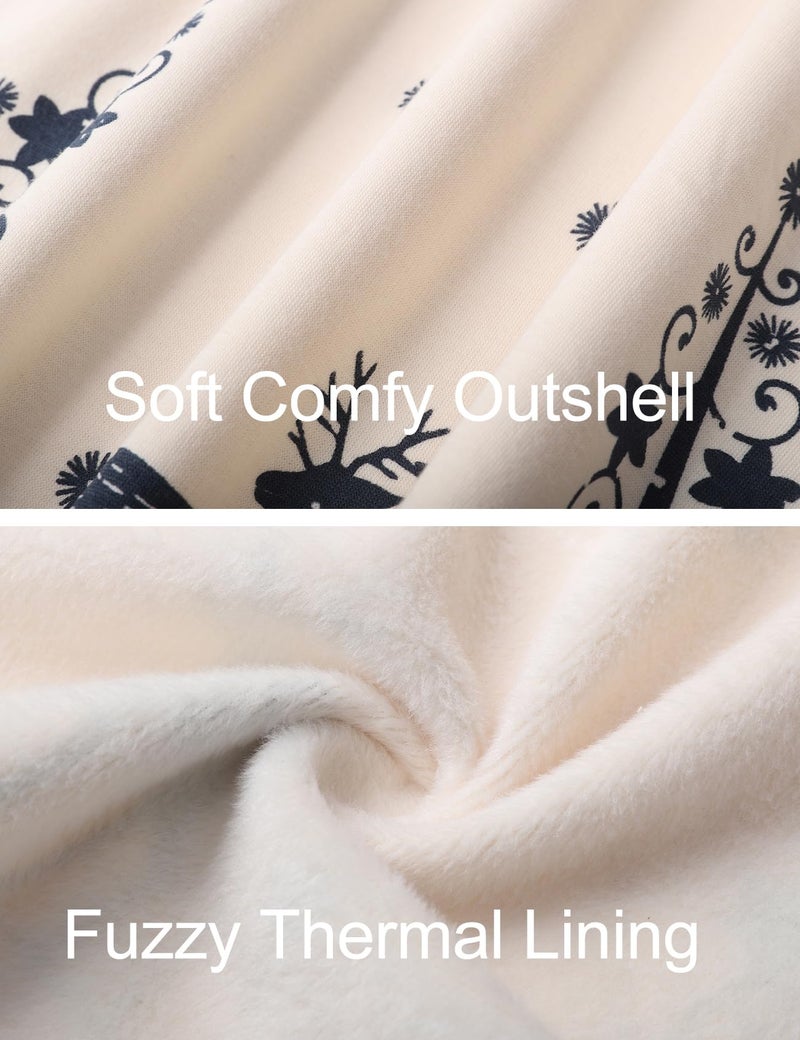 Flygo شال بونشو هودي نسائي من فلايجو مزين بفرو لطيف مع غطاء رأس وشجرة عيد الميلاد وغزال (مقاس واحد (أقل من 154 رطل)، بيج) - Image 5