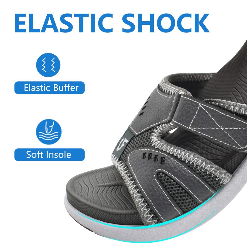 COFACE Mens Sport Recovery Sandals Plantar Fasciitis Soft Cushion Lightweight Orthotic Slides for Men Grey Size 10.5 - Image 4