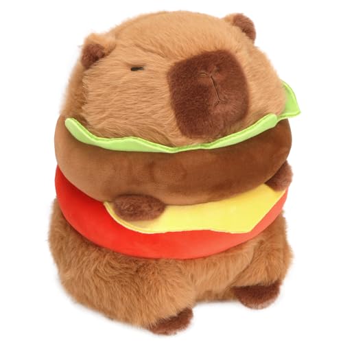 CHDBLOCK Hamburger Capybara Plush Toy 95 Inch Cute Capybara Stuffed Animal Kawaii Capibara Plushie for Kids and Adults Hamburger Plush - Image 1