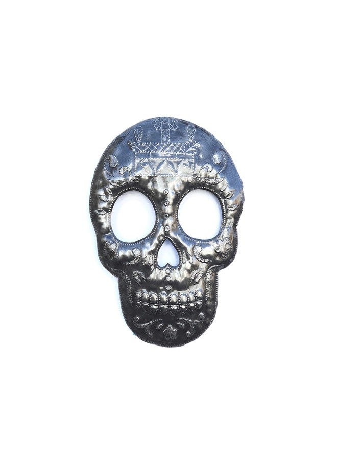 It's Cactus Veve Baron Samedi Skull Metal Wall Hanging Sculpture, Sugar Skull Skeleton Artwork, Handmade in Haiti, Recycled Metal 7.6 X 9.75 Inches, Halloween Decorations - Image 1