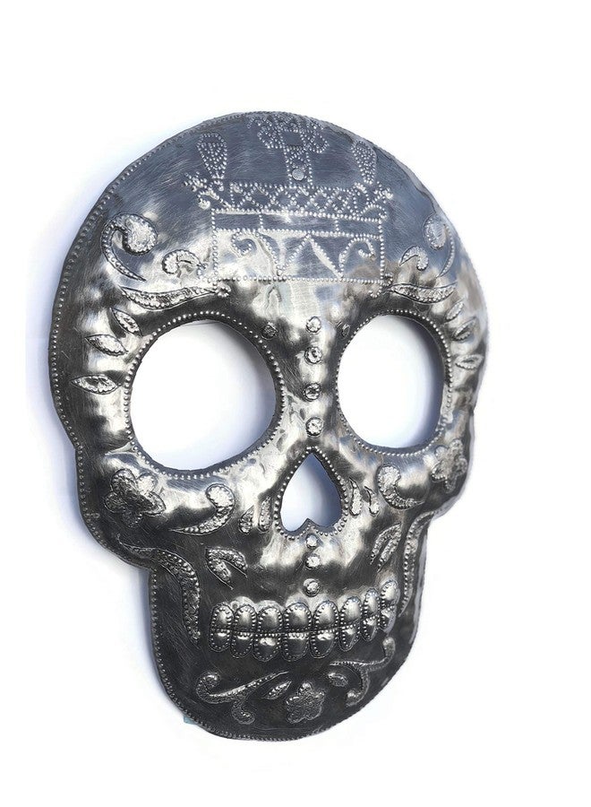 It's Cactus Veve Baron Samedi Skull Metal Wall Hanging Sculpture, Sugar Skull Skeleton Artwork, Handmade in Haiti, Recycled Metal 7.6 X 9.75 Inches, Halloween Decorations - Image 2