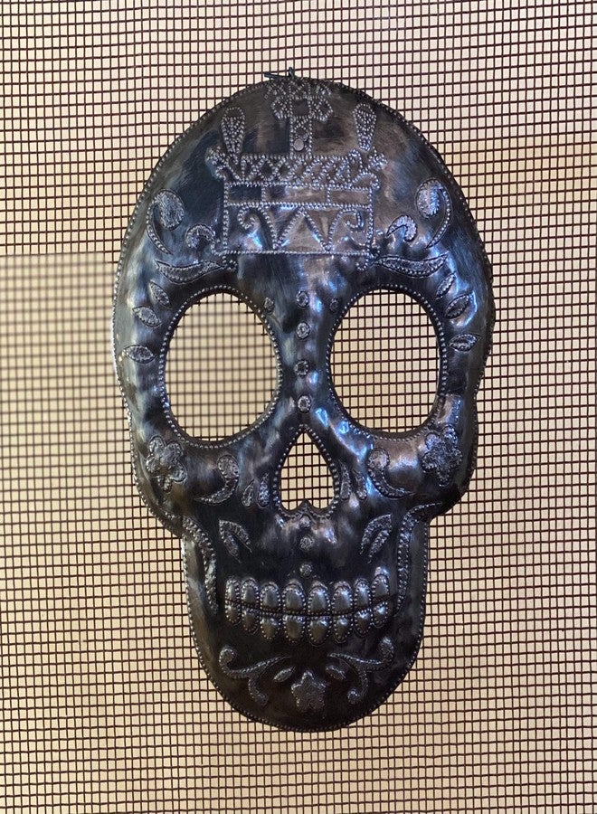 It's Cactus Veve Baron Samedi Skull Metal Wall Hanging Sculpture, Sugar Skull Skeleton Artwork, Handmade in Haiti, Recycled Metal 7.6 X 9.75 Inches, Halloween Decorations - Image 4