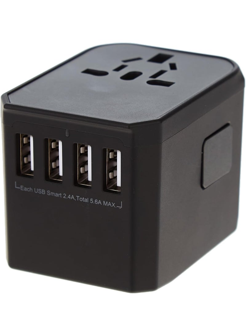 ORIONMAX Universal International Travel Adapter with 4 Ultra-Fast USB Ports, 1 USB-C Fast Charging Port, AC Power Socket, UK/EU/US/AU Plugs, Auto Switch & Carry Bag - Image 1