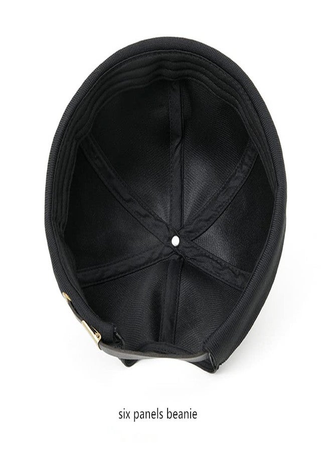 Teanea Unisex Faux Leather Docker Cap Brimless Leon Hat Skull Cap Beanie for Men Women, Black, 6 7/8-7 1/4 - Image 4