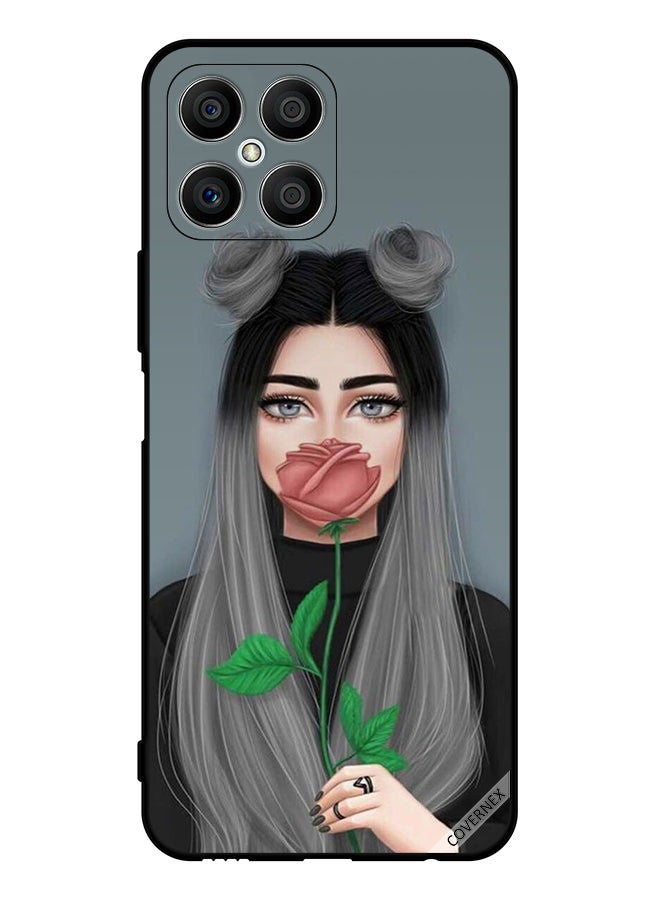 Covernex جراب حماية لهاتف Honor X8 فتاة جميلة تخفي فمها على وردي - Image 1