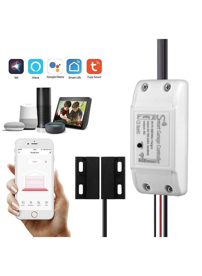 LAESO Tuya WIFI Smart Garage Door Opener Remote Controller, Smartphone App Control, Compatible with Alexa, Google Home, iPhone, Siri, Android, Door Left Open Alert, Door Security Systems, No Hub Required - Image 1