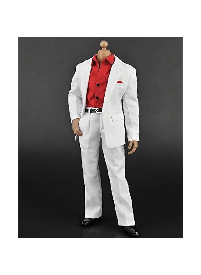 1/6 Scale Male Figure Doll Clothes, Handmade Full Suit, Jacket, Shirt, Pant & Accessories Outfit for 12 Male Action Figure DC082 (White)  - Image 1