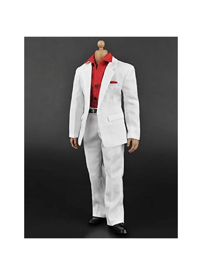 1/6 Scale Male Figure Doll Clothes, Handmade Full Suit, Jacket, Shirt, Pant & Accessories Outfit for 12 Male Action Figure DC082 (White)  - Image 2