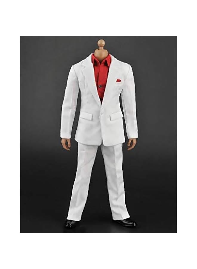 1/6 Scale Male Figure Doll Clothes, Handmade Full Suit, Jacket, Shirt, Pant & Accessories Outfit for 12 Male Action Figure DC082 (White)  - Image 4