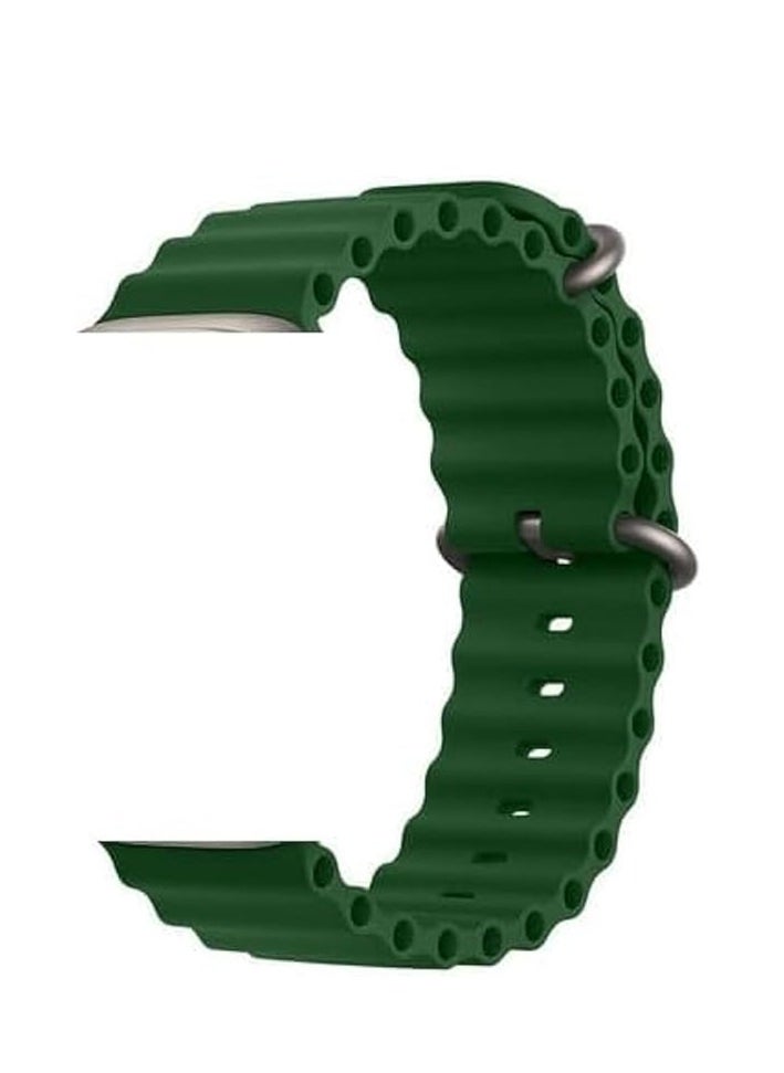 Generic Ocean Band For ultra Watch Band 49mm 45mm 44mm 42mm  Men Women, Soft Silicone Sport Band Replacement Strap for smart Ultra2/Ultra Watch Series SE 9 8 7 SE 6 5 4 3 2 1 - oil green  - Image 2