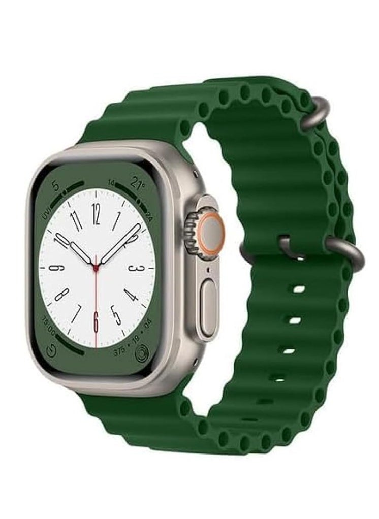 Generic Ocean Band For ultra Watch Band 49mm 45mm 44mm 42mm  Men Women, Soft Silicone Sport Band Replacement Strap for smart Ultra2/Ultra Watch Series SE 9 8 7 SE 6 5 4 3 2 1 - oil green  - Image 1