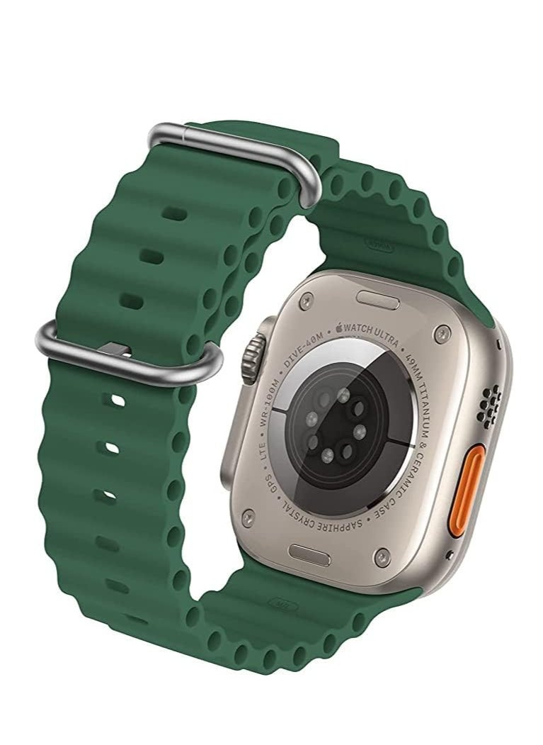 Generic Ocean Band For ultra Watch Band 49mm 45mm 44mm 42mm  Men Women, Soft Silicone Sport Band Replacement Strap for smart Ultra2/Ultra Watch Series SE 9 8 7 SE 6 5 4 3 2 1 - oil green  - Image 4