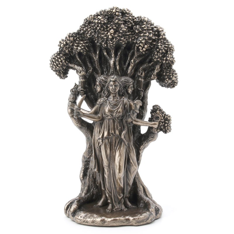 Veronese Design 7 1/4"" Triple Moon Goddess Hecate Resin Statue Antique Bronze Finish - Image 1