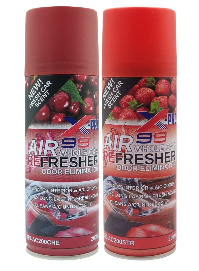 X Pro 99 X-PRO X99 Whole Car Air Refresher Combo 200ml Cherry and Strawberry Car AC Vent Cleaner Interior Odor Eliminator Long Lasting Cabin Freshener Spray for Cars SUV Truck Removes Smoke Food Pet Smell Air Conditioner Freshener - Image 1