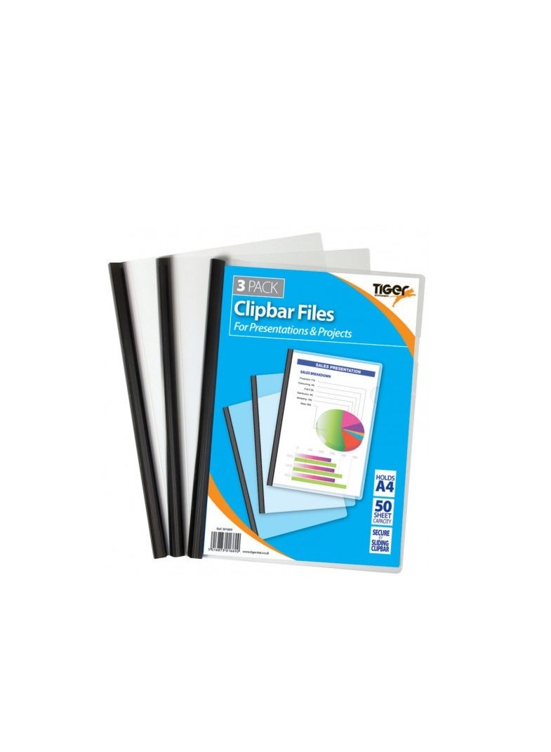 TIGER A4 Pk 3 Clipbar Files Black - Image 1