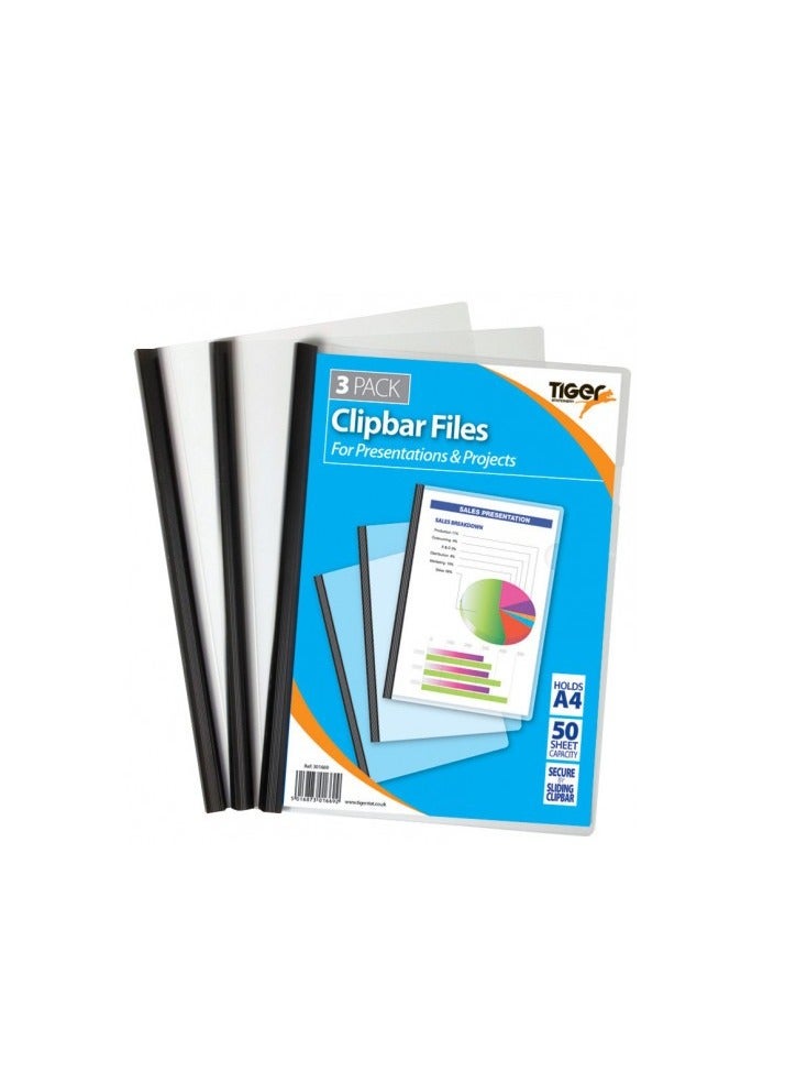 TIGER A4 Pk 3 Clipbar Files Black - Image 2