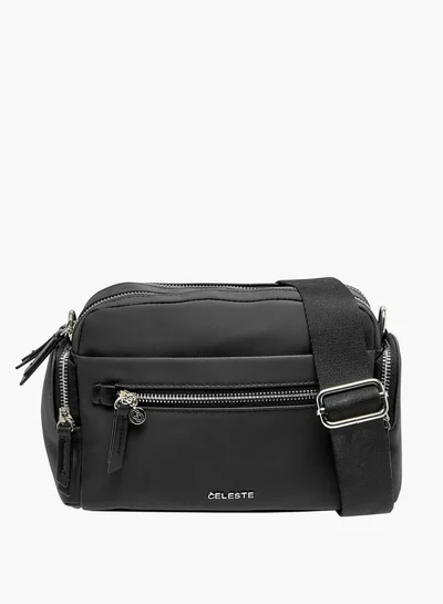 Celeste Women Solid Crossbody Bag with Detachable Strap and Zip Closure