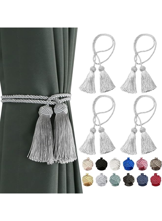 The Bros 4 Pack Curtain Ties,Curtain Tieback Hooks Curtains Holder Decorative Curtain Holdbacks With Tassel 