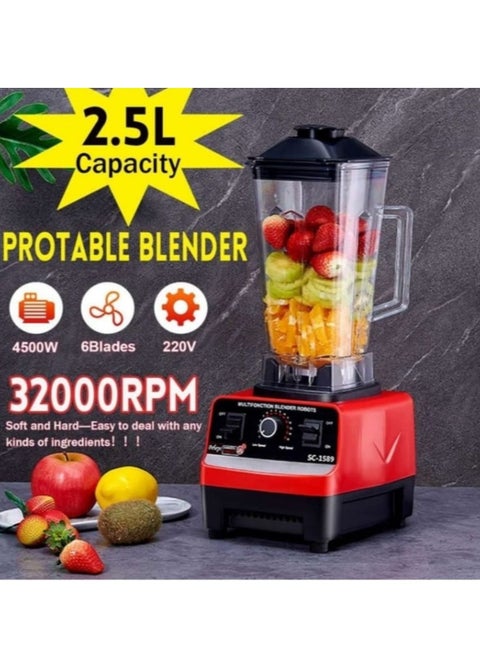 2.5L 4500W BPA Free Heavy Duty Blender Mixer Electric High Speed Juicer Food Processor Ice Smoothies Crusher Blander