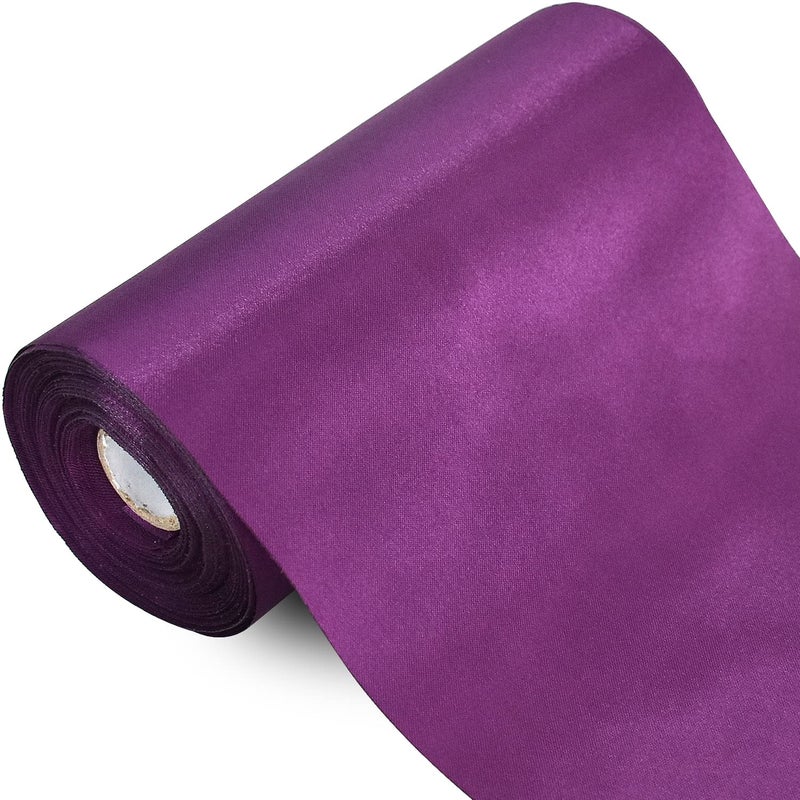 TONIFUL 6 inch x 22yd Wide Purple Satin Ribbon Solid Fabric Large Ribbon for Grand Opening Cutting Ceremony Wedding Birthday Party Decoration Gift Craft Chair Sash Table Car Bows Halloween