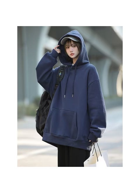 Heavyweight 300g Hoodie Unisex Oversized Cotton Navy blue