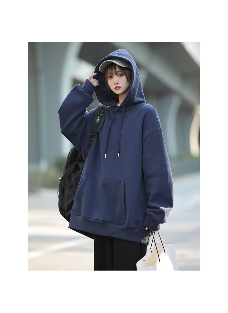 Heavyweight 300g Hoodie Unisex Oversized Cotton Navy blue