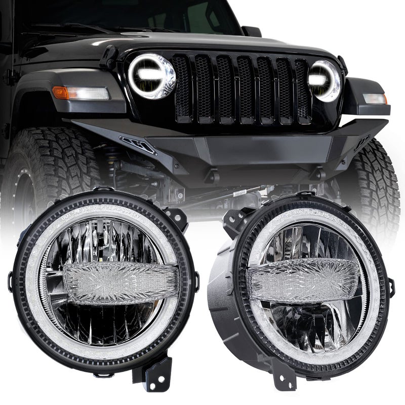 RAMJET4X4 DOT 9 Inch LED Headlights Headlamps Assembly Compatible with 20182025 Wrangler JL JLU Gladiator JT HiLo Beam with DRL