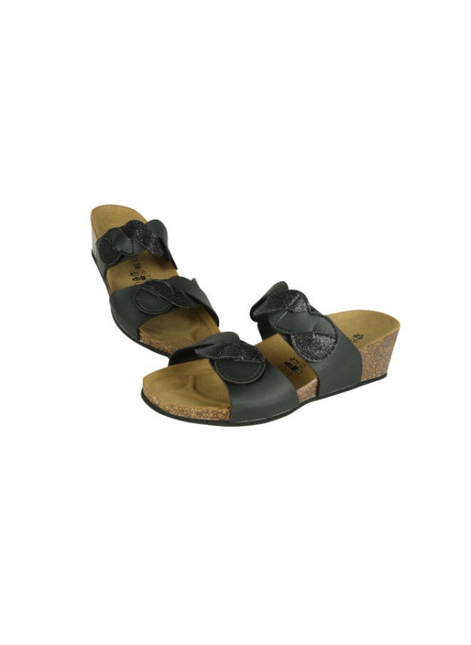 BiOCHIC - Biochic Ladies Mid Wedge 2 Strap 012-470 1325-Black - Image 1
