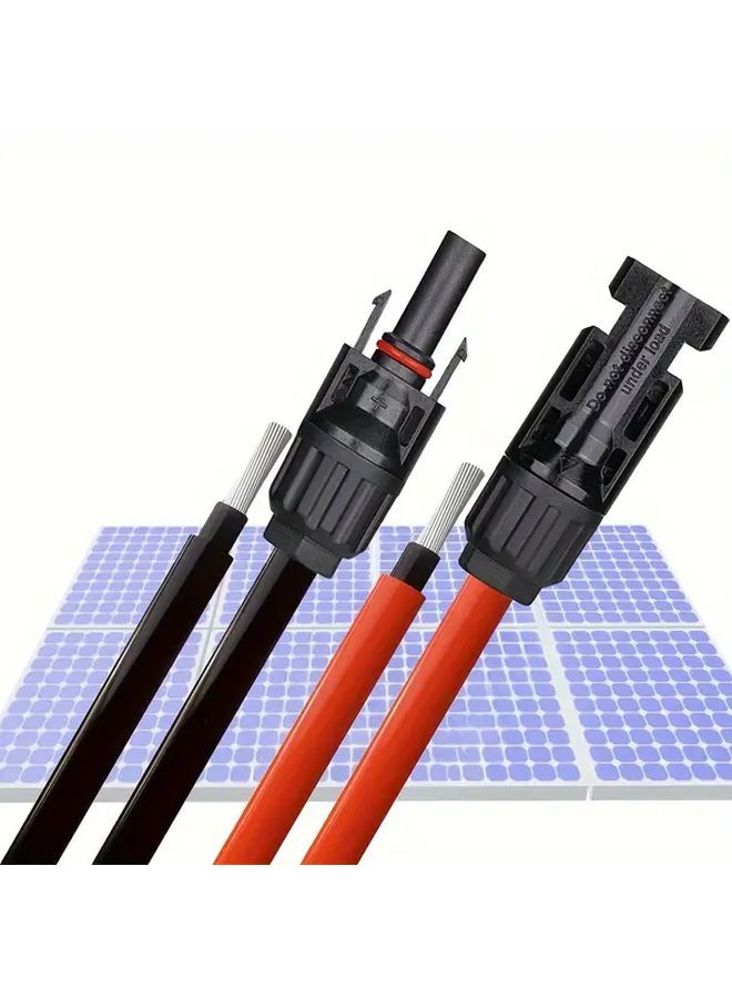 كابل تمديد شمسي 10AWG بطول 1 متر (3.3 قدم) باللونين الأحمر والأسود مع موصلات ذكر وأنثى لأنظمة الطاقة المنزلية والقوارب والمركبات الترفيهية - Image 1