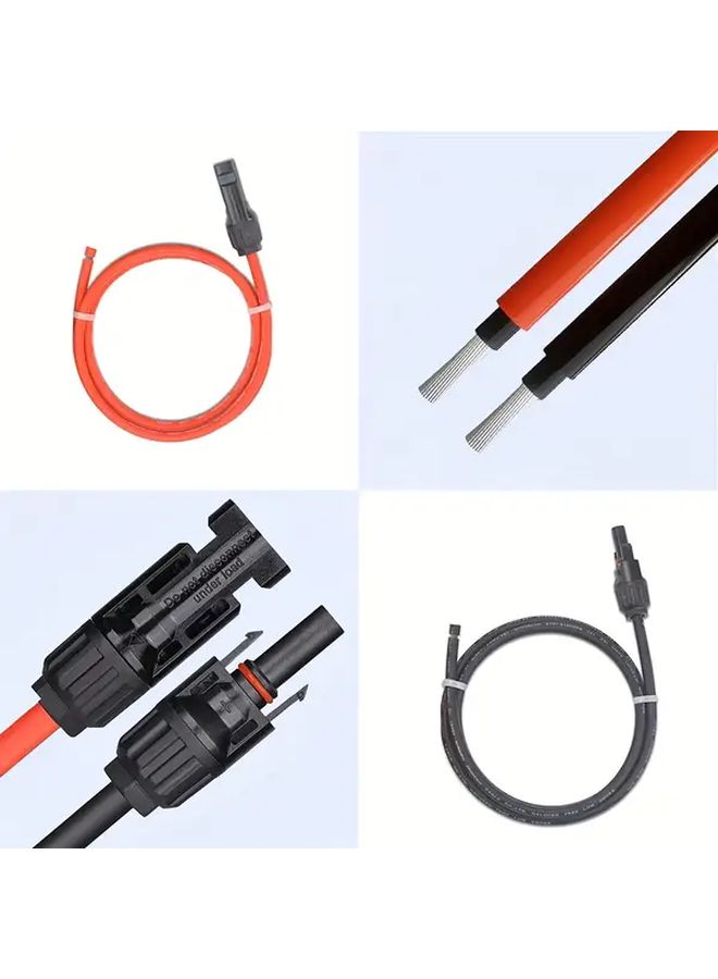 كابل تمديد شمسي 10AWG بطول 1 متر (3.3 قدم) باللونين الأحمر والأسود مع موصلات ذكر وأنثى لأنظمة الطاقة المنزلية والقوارب والمركبات الترفيهية - Image 3