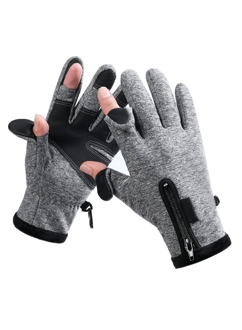 Winter Fishing Gloves for Men and Women - Windproof, Water-Repellent, Anti-Slip Touchscreen Gloves for Cold Weather Activities like Driving, Motorcycling, Running, Cycling, Skiing, and Hunting.  - Image 1
