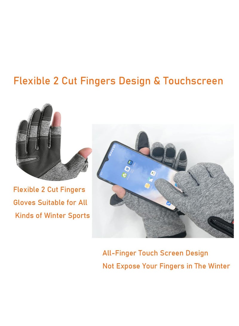 Winter Fishing Gloves for Men and Women - Windproof, Water-Repellent, Anti-Slip Touchscreen Gloves for Cold Weather Activities like Driving, Motorcycling, Running, Cycling, Skiing, and Hunting.  - Image 3