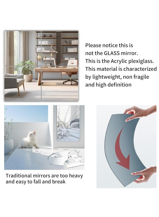 6 pieces of self-adhesive acrylic wall mirror stickers, 30cm long x 20cm wide. Safe, shatterproof plastic mirrors that can be placed side by side to create a large mirror. Ideal for children's rooms, bedrooms, and home decor. - Image 3