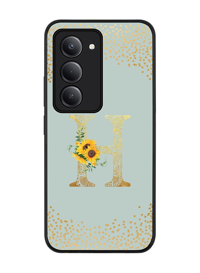 Stylizedd For Xiaomi Redmi 15 5G Case,Slim fit Camera Protection, Shockproof Thin Phone cover  - Custom Floral Monogram - H  (Light Grey ) - Image 1