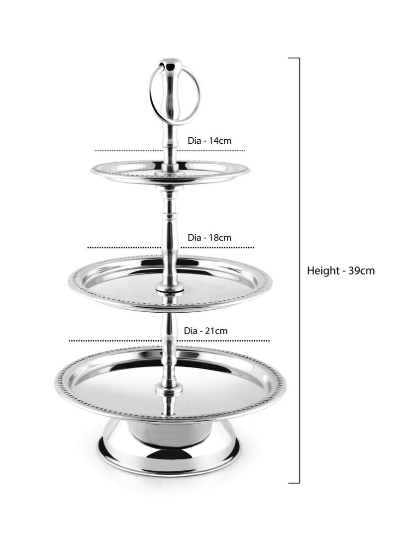 BLACKSTONE Stainless Steel Tray Dessert Stand Pastry Stand Cake Stand Serving Platter Serving Plate Tray 3 TIER  - Image 2