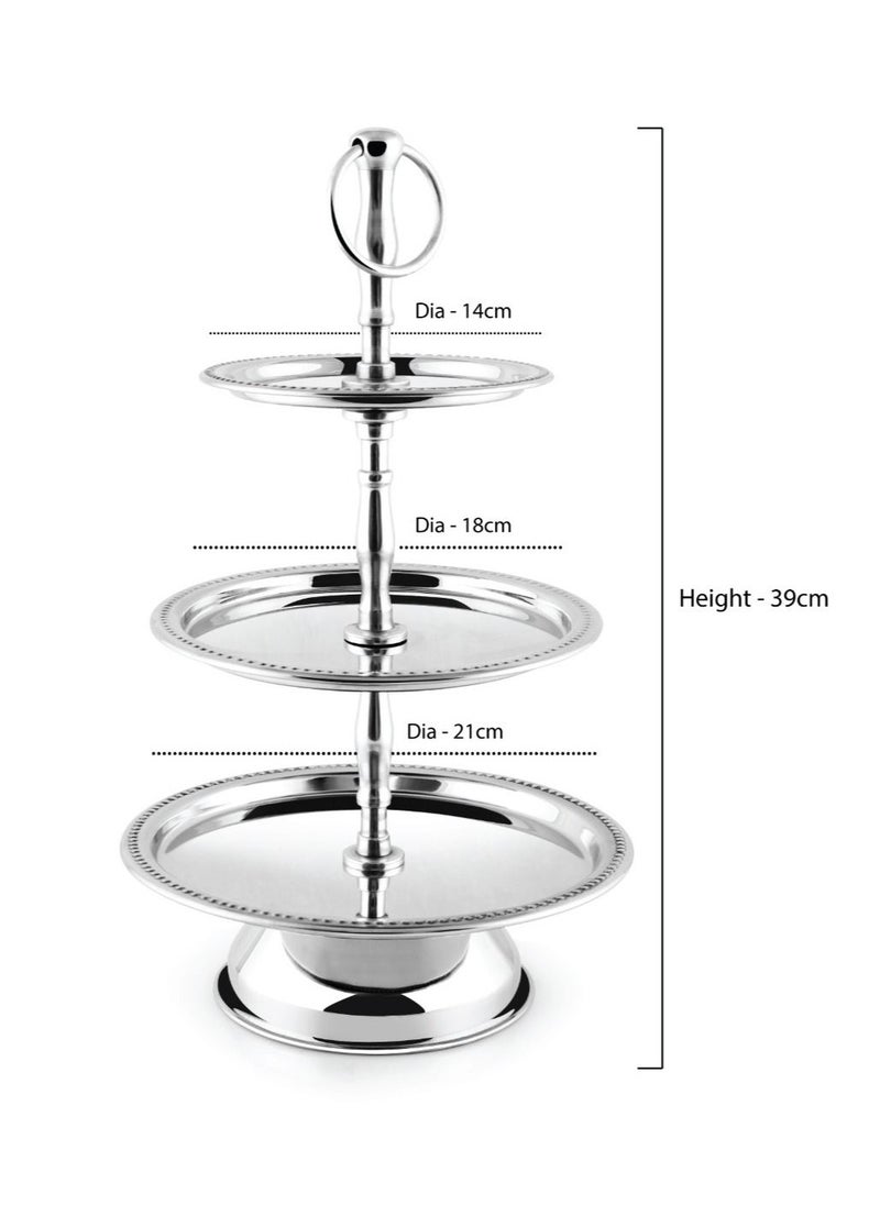 BLACKSTONE - Stainless Steel Tray Dessert Stand Pastry Stand Cake Stand Serving Platter Serving Plate Tray 3 TIER - Image 1
