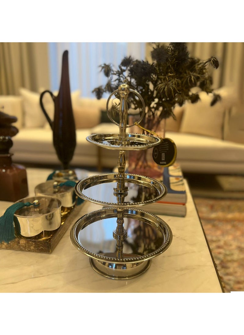 BLACKSTONE - Stainless Steel Tray Dessert Stand Pastry Stand Cake Stand Serving Platter Serving Plate Tray 3 TIER - Image 1