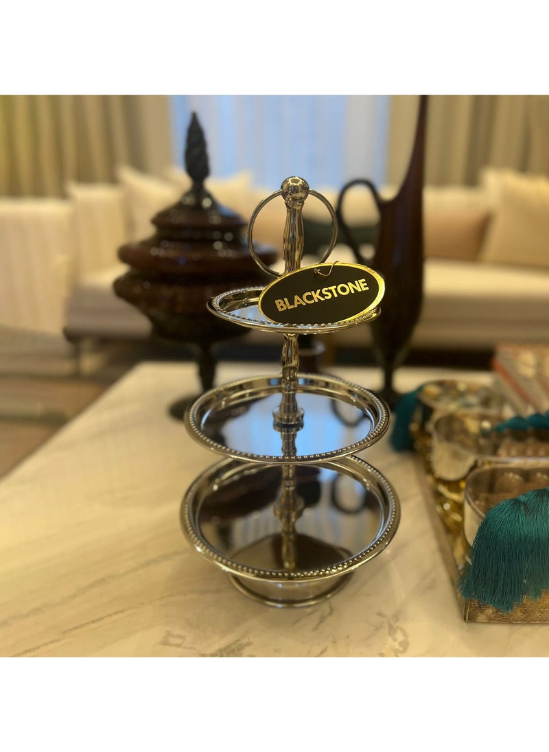BLACKSTONE - Stainless Steel Tray Dessert Stand Pastry Stand Cake Stand Serving Platter Serving Plate Tray 3 TIER - Image 1