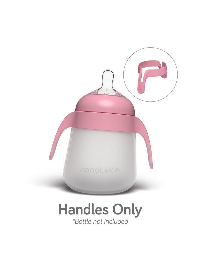 Nanobebe Flexy Bottle Handles, Easy-Grip Ergonomic Handles, Transitional Sippy Cup Handles 2-Pack, Pink - Image 2