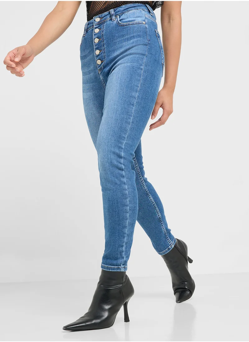 ترينديول Button Detail High Waist Jeans