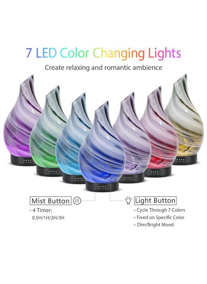 EQUSUPRO Essential Oil Diffuser 120Ml Ultrasonic Aromatherapy Diffuser With Handmade Glass Bpa Free Waterless Autooff 4 Timer Setting 7 Colors Changed Led For Home Yoga Office  - Image 3